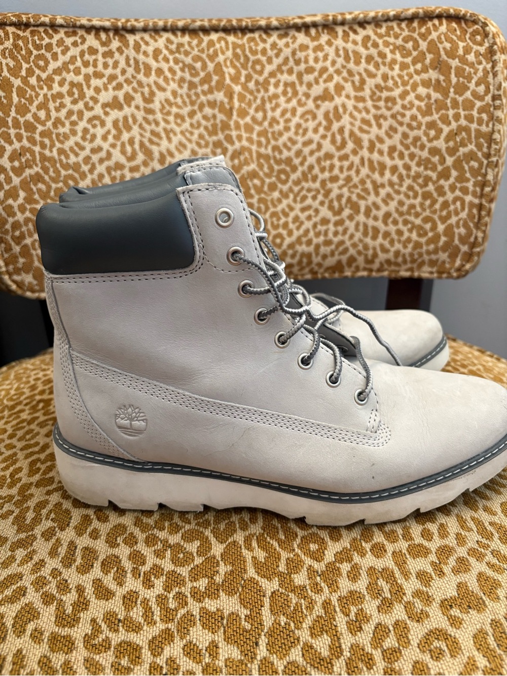 Timberland Light Gray and Dark Gray Lace-Up Boots